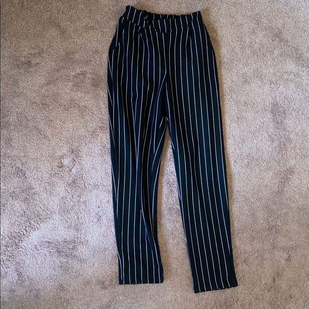 Black and White Shein Striped Pants